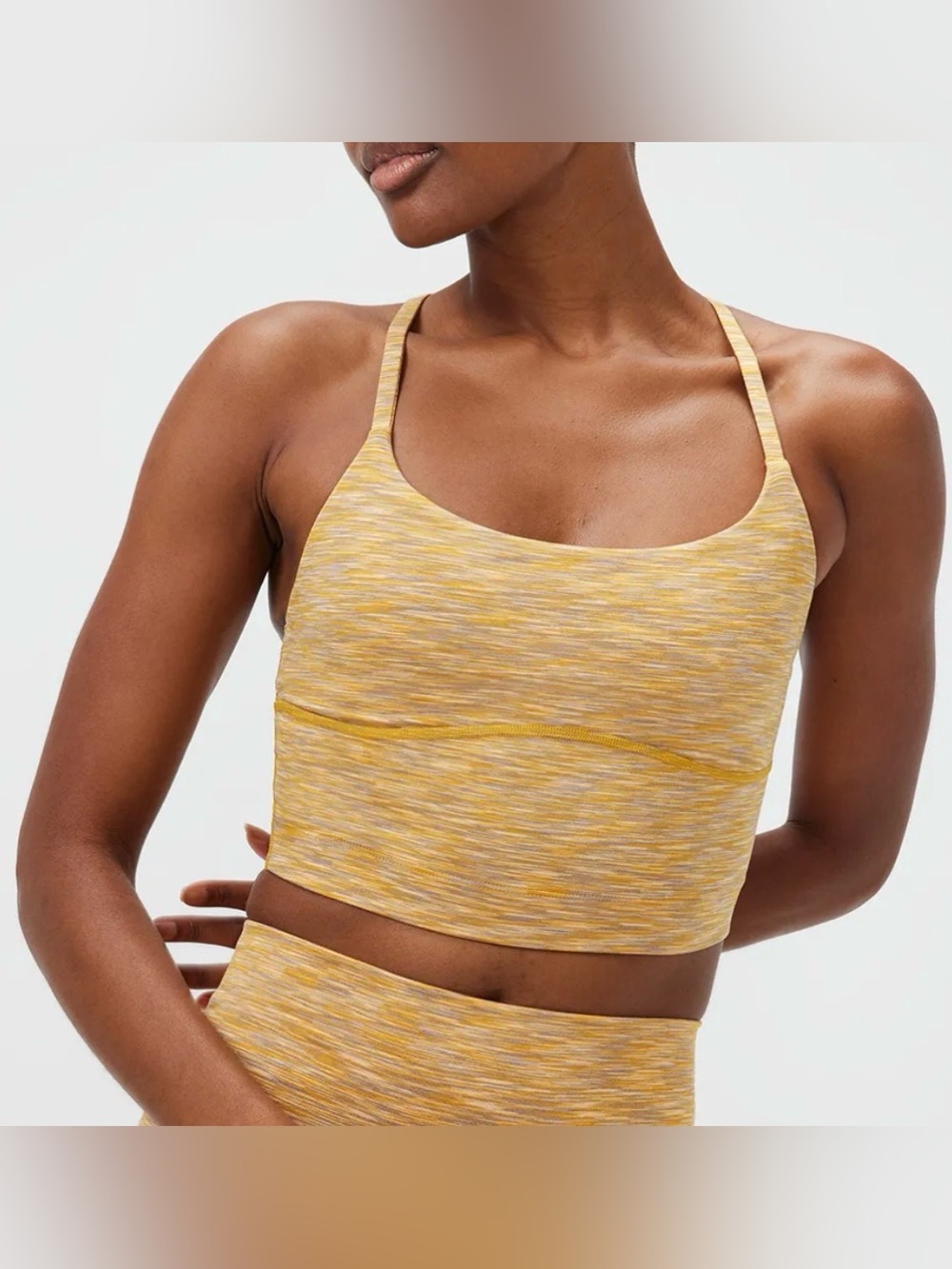 Outdoor Voices Yellow Sunset Flow Crop Top/Long Line Sports Bra Size Large